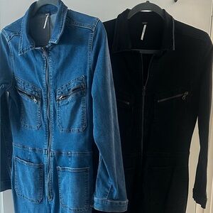 Free People Blue and Black Jumpsuit Duo